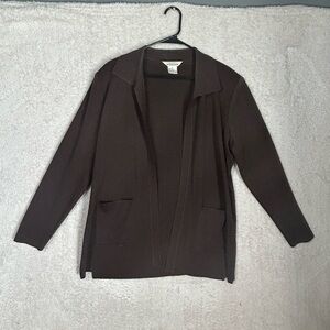 Exclusively Misook  brown  Large Open Front Cardigan. Career Holiday Casual